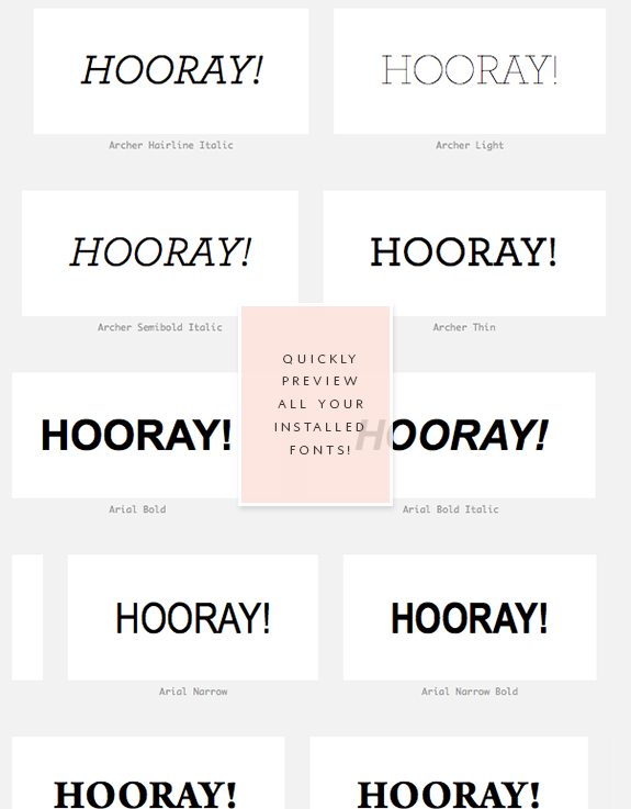preview all your fonts at once i via besotted blog