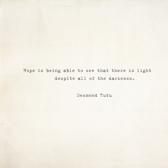 Hope quote by Desmond Tutu voa Besotted Blog